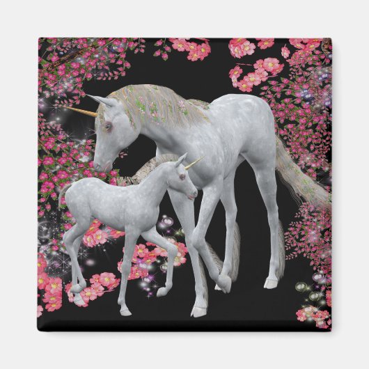 Unicorn Mare and Foal Fantasy Magnet (Vorne)
