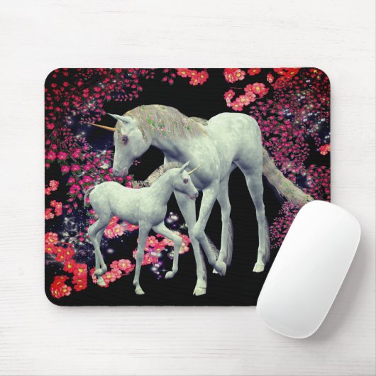 Unicorn Mare Foal Fantasy Art Mousepad (Mit Mouse)