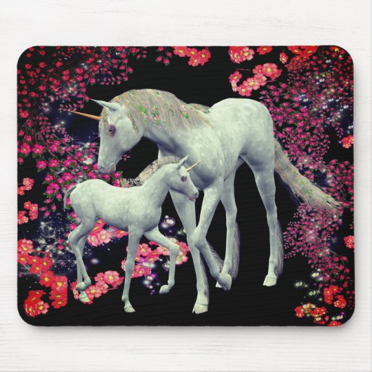 Unicorn Mare Foal Fantasy Art Mousepad (Vorne)