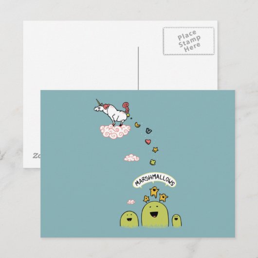 Unicorn Marshmallows Postkarte (Vorne/Hinten)