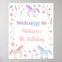 Unicorn Meadow Pastel Pink Gold Geburtstag
