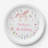 Unicorn Meadow Pastel Pink Purple Birthday Pappteller (Vorderseite)