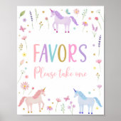 Unicorn Meadow Pink Pastel Birthday Favor Sign Poster (Vorne)