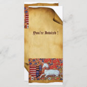 UNICORN MEDIEVAL FANTASY BLUME, FLORALPARKPLATZ EINLADUNG (Vorne/Hinten)