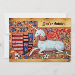 UNICORN MEDIEVAL FANTASY BLUME, FLORALPARKPLATZ EINLADUNG