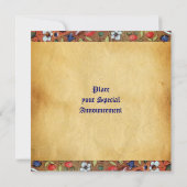 UNICORN MEDIEVAL FANTASY BLUME, FLORALPARKPLATZ EINLADUNG (Rückseite)