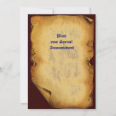 UNICORN MEDIEVAL FANTASY BLUME, FLORALPARKPLATZ EINLADUNG (Rückseite)