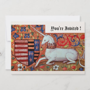 UNICORN MEDIEVAL FANTASY BLUME, RED WHLORAL EINLADUNG