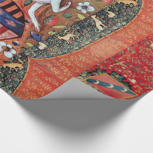 UNICORN,MEDIEVALISCHE FANTASIE-BLUME,FLORALMONOGRA GESCHENKPAPIER (Ecke)