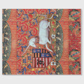 UNICORN,MEDIEVALISCHE FANTASIE-BLUME,FLORALMONOGRA GESCHENKPAPIER (Flach)