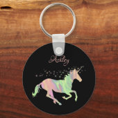 Unicorn mehrfarbige Sterne und Name Schlüsselanhänger (Vorderseite)