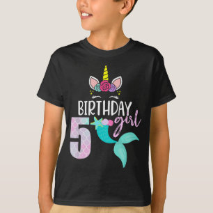 Unicorn Mermaid 5. Geburtstag Girl Geschenk für 5 T-Shirt