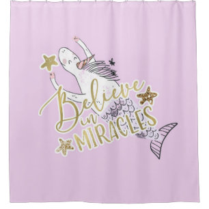 Unicorn Mermaid Moderne Trendy Glauben an Wunder Duschvorhang