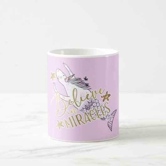 Unicorn Mermaid Moderne Trendy Glauben an Wunder Kaffeetasse (Mittel)