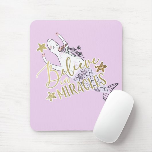 Unicorn Mermaid Moderne Trendy Glauben an Wunder Mousepad (Mit Mouse)