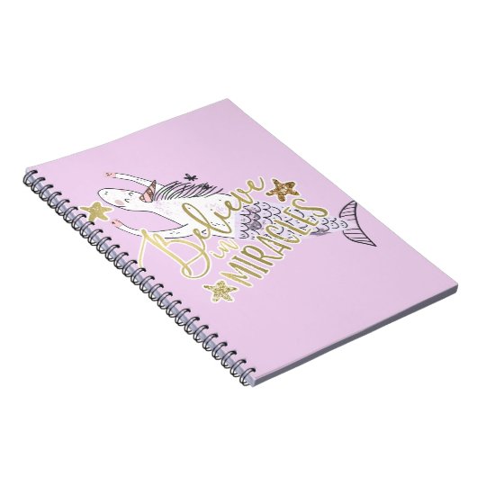 Unicorn Mermaid Moderne Trendy Glauben an Wunder Notizblock (Rechte Seite)