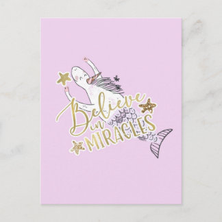 Unicorn Mermaid Moderne Trendy Glauben an Wunder Postkarte