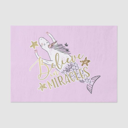 Unicorn Mermaid Moderne Trendy Glauben an Wunder Seidenpapier (Vorderseite)