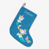 Unicorn Mermaid Niedlich Personalisiert Kleiner Weihnachtsstrumpf (Vorderansicht (hängend))