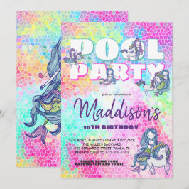 Unicorn & Mermaid Pool Party Einladung