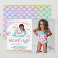 Unicorn & Mermaid Pool Party Geburtstag Einladung