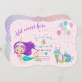 Unicorn Mermaid Princess Birthday Einladungen (Vorne/Hinten)
