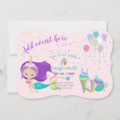 Unicorn Mermaid Princess Birthday Einladungen (Vorderseite)