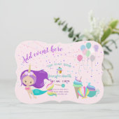 Unicorn Mermaid Princess Birthday Einladungen (Stehend Vorderseite)