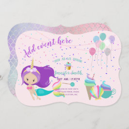 Unicorn Mermaid Princess Birthday Einladungen