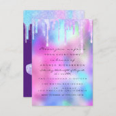 Unicorn Mermaid Tropfens Holographic Girly Heelses Einladung (Vorne/Hinten)