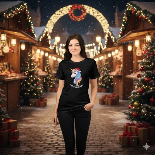 Unicorn Merry Christmas Design Tri-Blend Shirt