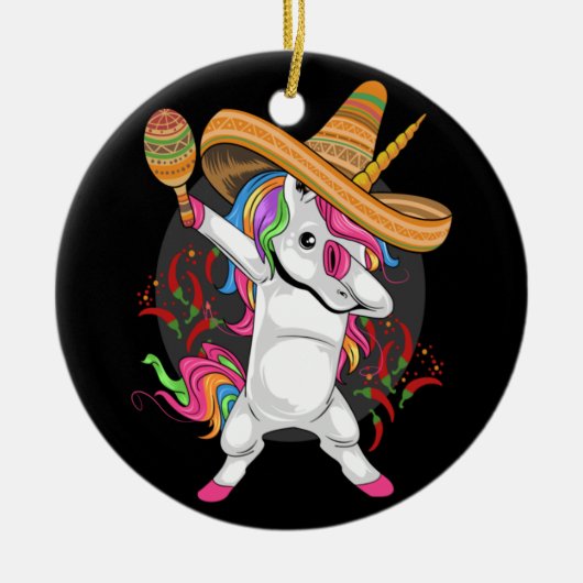UNICORN MEXICAN HAT CINCO DE MAYO KERAMIK ORNAMENT (Vorne)