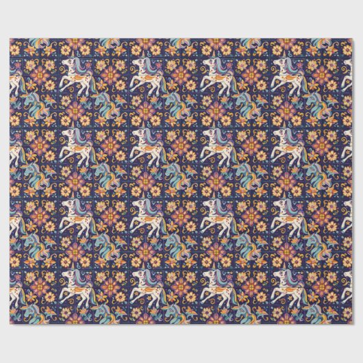 Unicorn Mexican Talavera Tile Potterie Geschenkpapier (Flach)