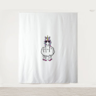 Unicorn Middle Finger Funny Magical Offensive Rude Wandteppich