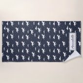 Unicorn Midnight Blue Sky Muster Personalisiert Strandtuch (Vorderseite)