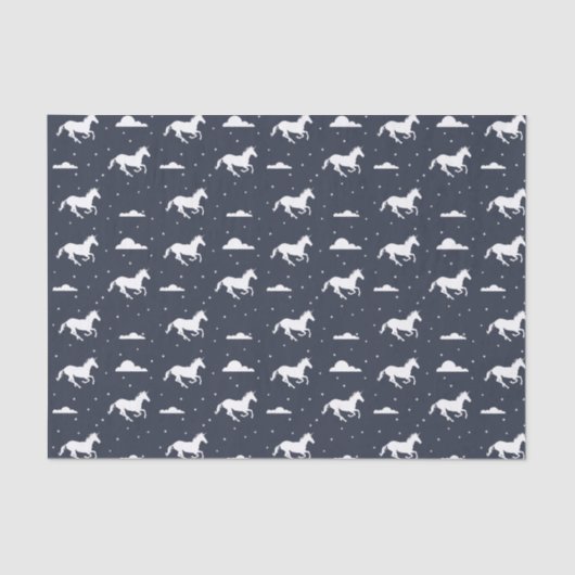 Unicorn Midnight Sky Muster Blue Seidenpapier (Vorderseite)