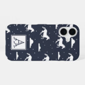 Unicorn Midnight Sky Muster Monogram iPhone 16 Hülle (Rückseite (Horizontal))