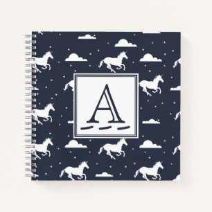 Unicorn Midnight Sky Muster Monogram Notizblock