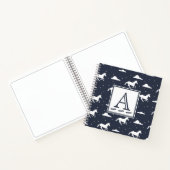 Unicorn Midnight Sky Muster Monogram Notizblock (Innenseite)