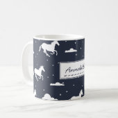 Unicorn Midnight Sky Muster Personalisiert Blue Kaffeetasse (Vorderseite Links)