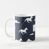 Unicorn Midnight Sky Muster Personalisiert Blue Kaffeetasse (Links)