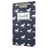 Unicorn Midnight Sky Muster Personalisiert Klemmbrett (Links)