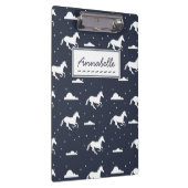 Unicorn Midnight Sky Muster Personalisiert Klemmbrett (Rechts)