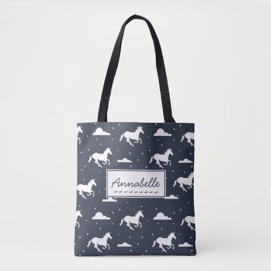 Unicorn Midnight Sky Muster Personalisiert Tasche (Vorderseite)