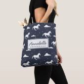 Unicorn Midnight Sky Muster Personalisiert Tasche (Von Nahem)