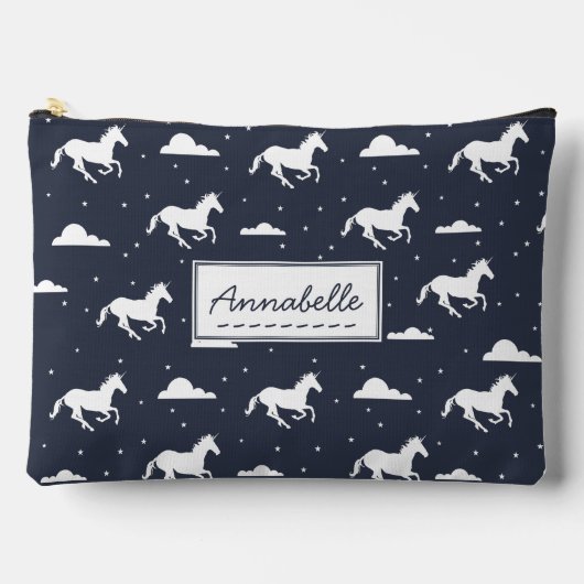 Unicorn Midnight Sky Muster Personalisiert Zubehörtasche (Vorderseite)