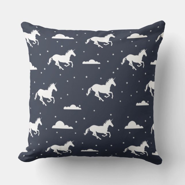 Unicorn Midnight Sky Pattern Kissen (Vorderseite)