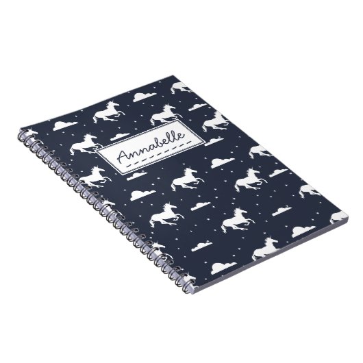Unicorn Midnight Sky Pattern Notizblock (Rechte Seite)