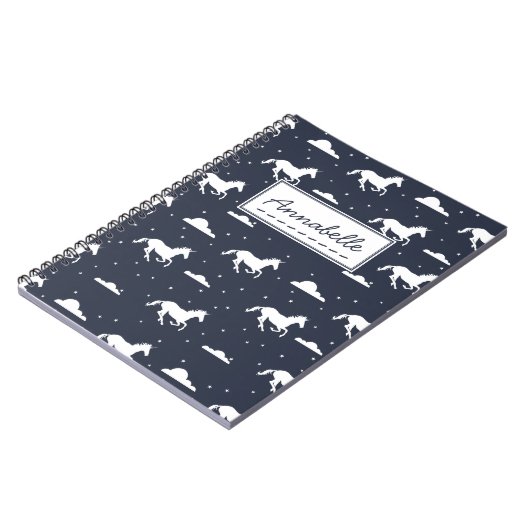 Unicorn Midnight Sky Pattern Notizblock (Linke Seite)