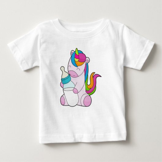 Unicorn Milchflasche Baby T-shirt (Vorderseite)